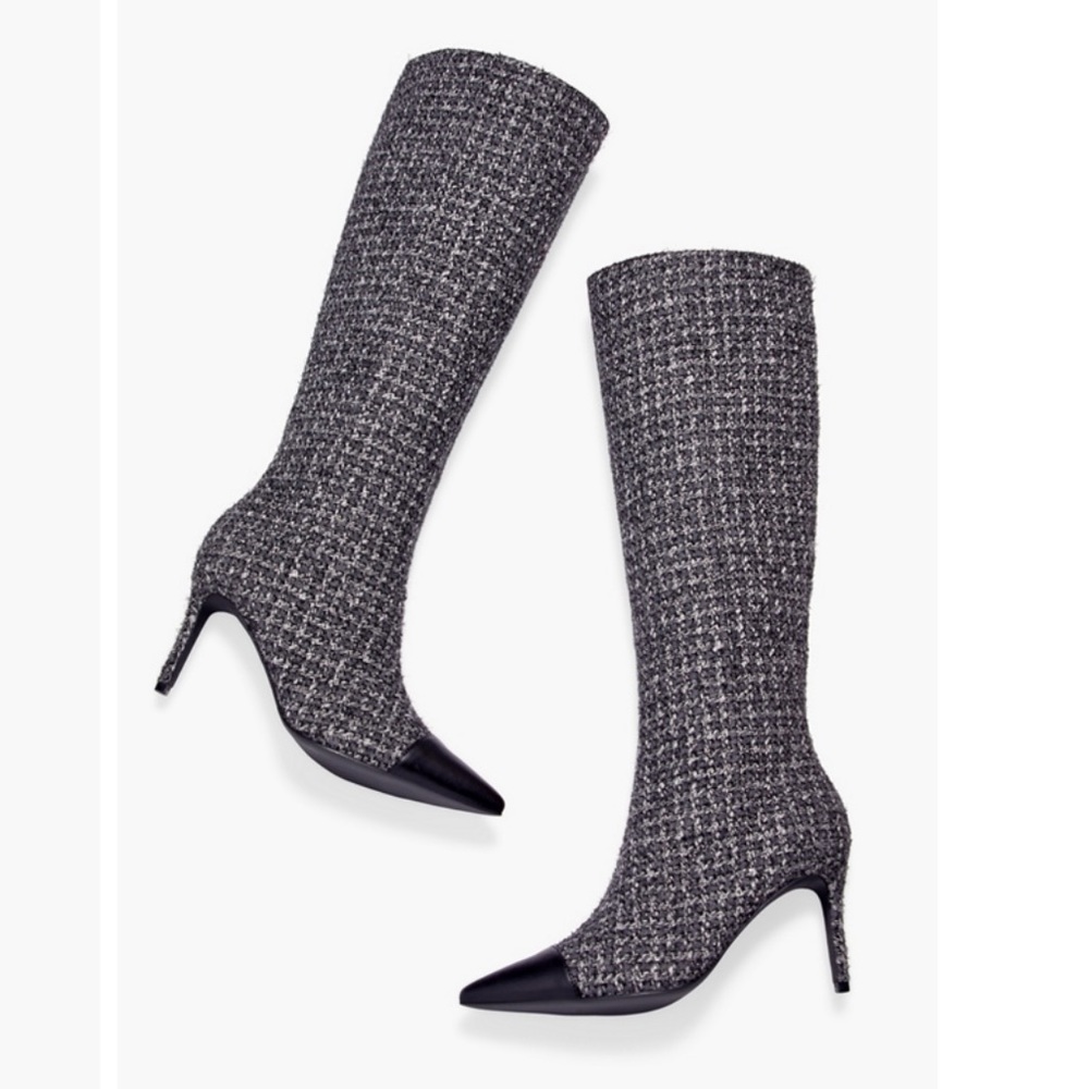 NEW Isabel Cap Toe Tweed Boots SZ 9